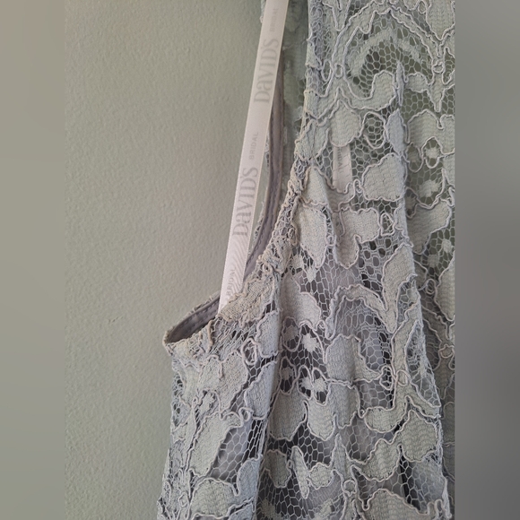 David's Bridal Short Sleeveless Illusion Lace Bridesmaid Dress Size 12 - Picture 9 of 14